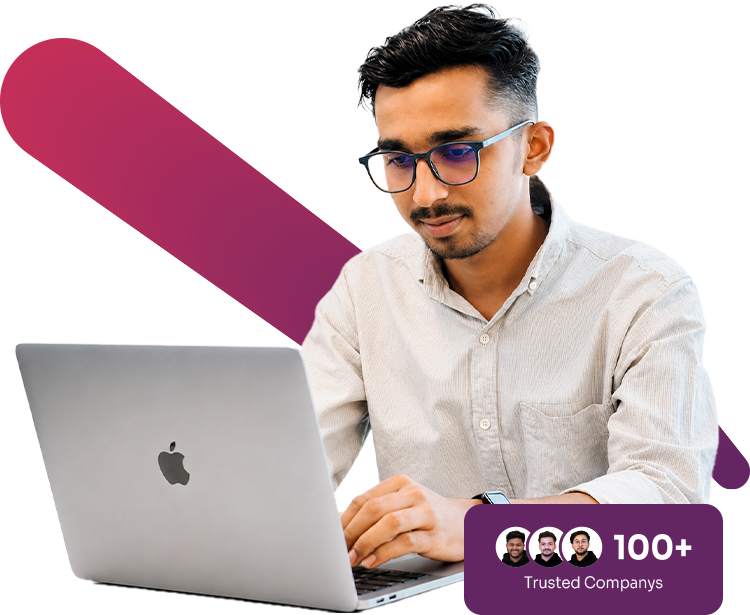 PlacedEx staffing professional working on a laptop, trusted by more than 100 companies